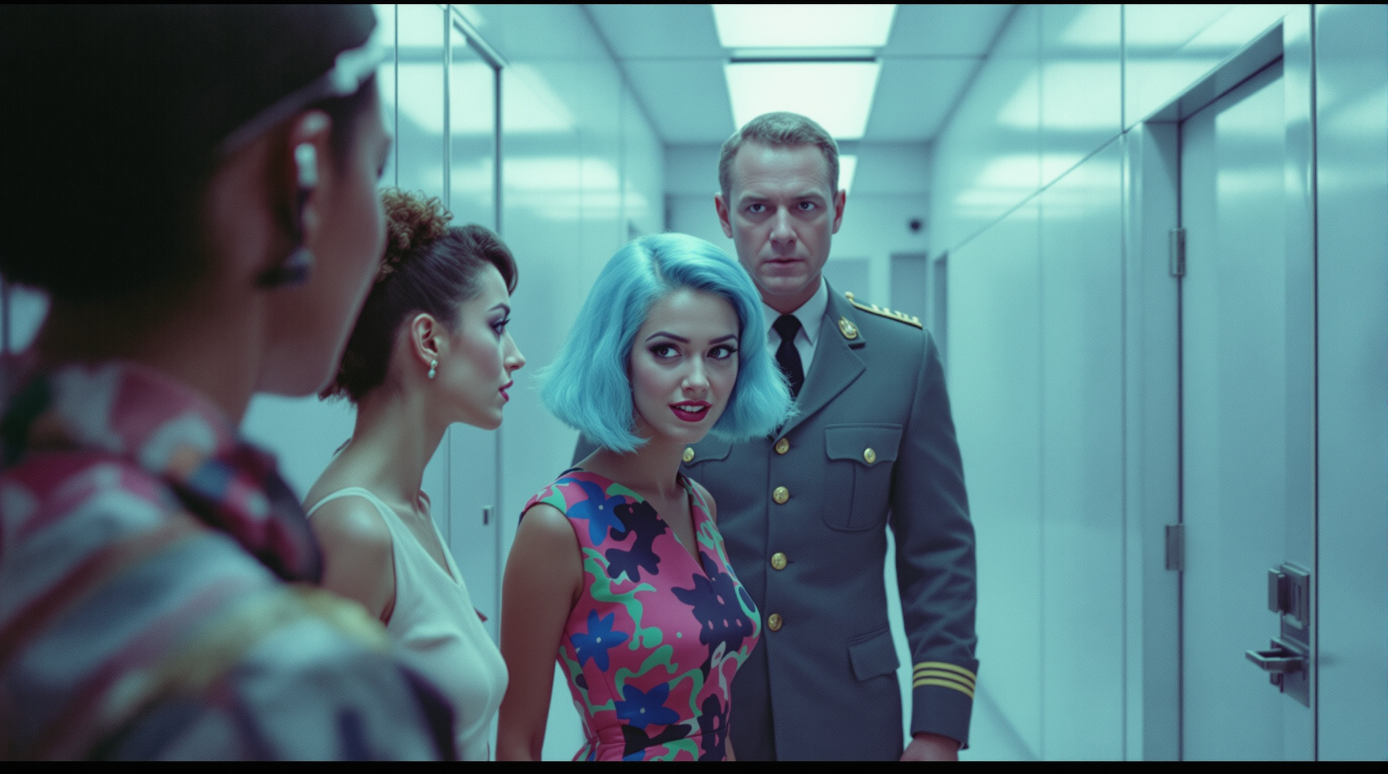 Tense briefing with operative in dark corridor
