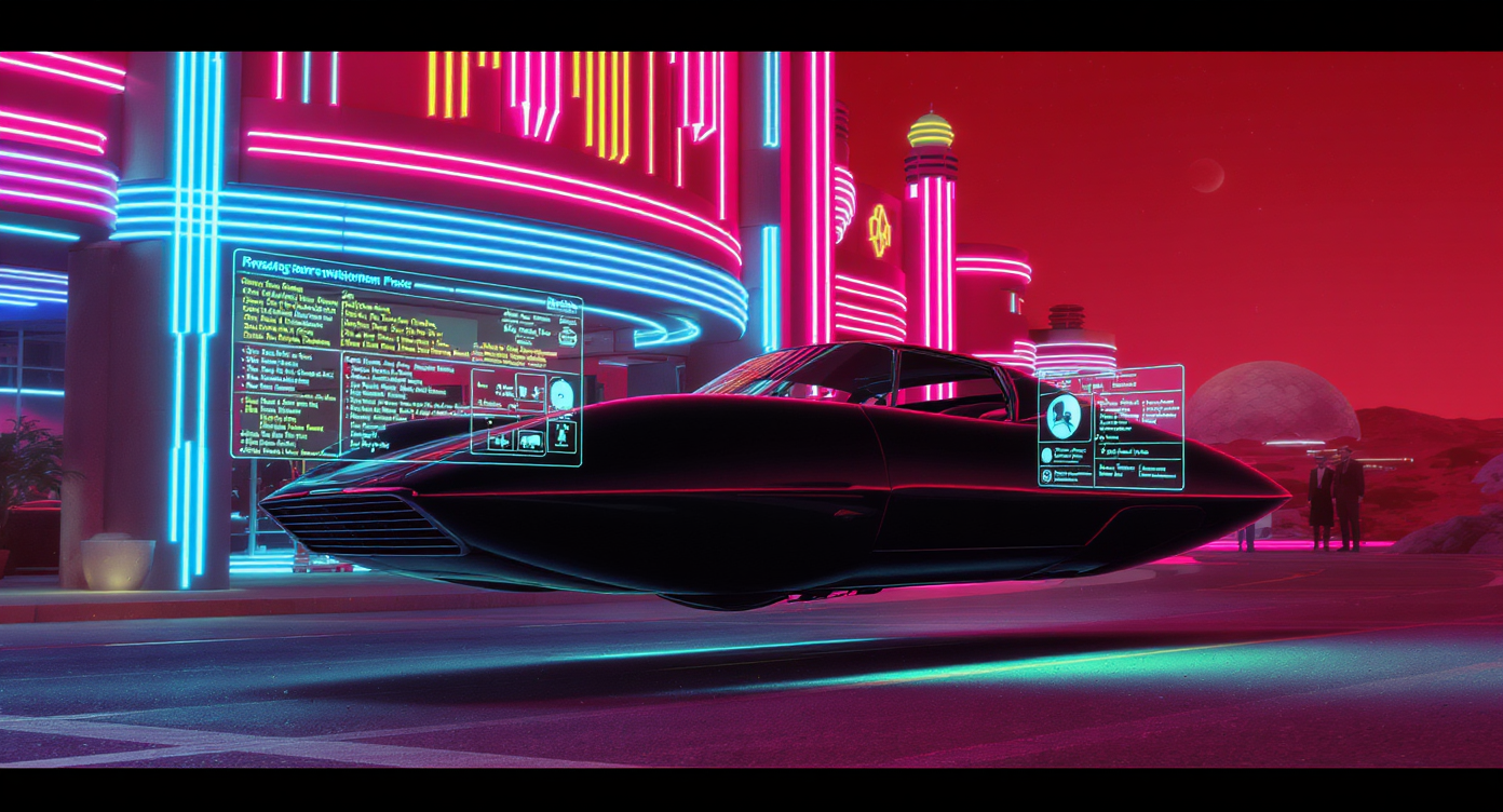 Hover taxi arriving at the embassy plaza on Mars